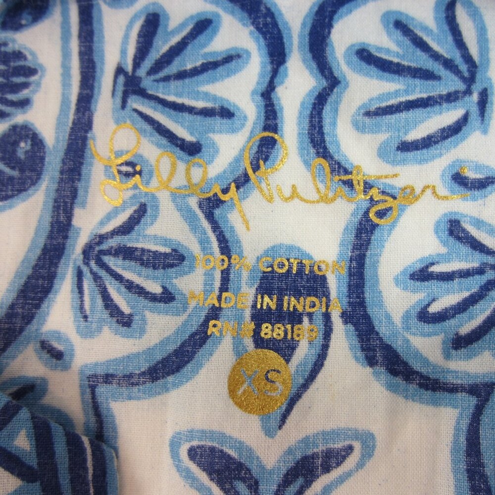 lilly pulitzer women's shirt blue vneck fish shirt xs - Picture 4 of 6